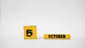 OCTOBER 5 Wooden calendar. World TeachersÃ¢â¬â¢ Day